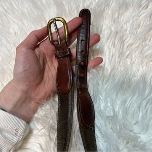 Vintage 70s/80s Tumbled Glove Tanned Leather Belt in British Tan & Dark Brown 🐂